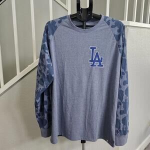 LA Dodgers Blue Camo Pullover Long Sleeve T-Shirt Men's Size 2XL